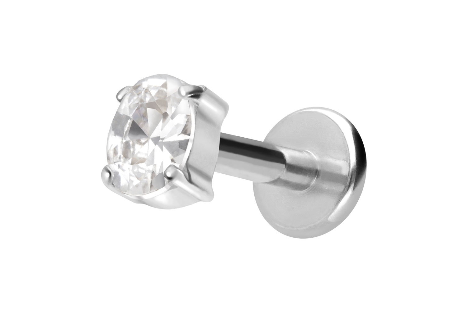 Titan Labret Piercing mit Innengewinde EINGEFASSTES KRISTALLOVAL
